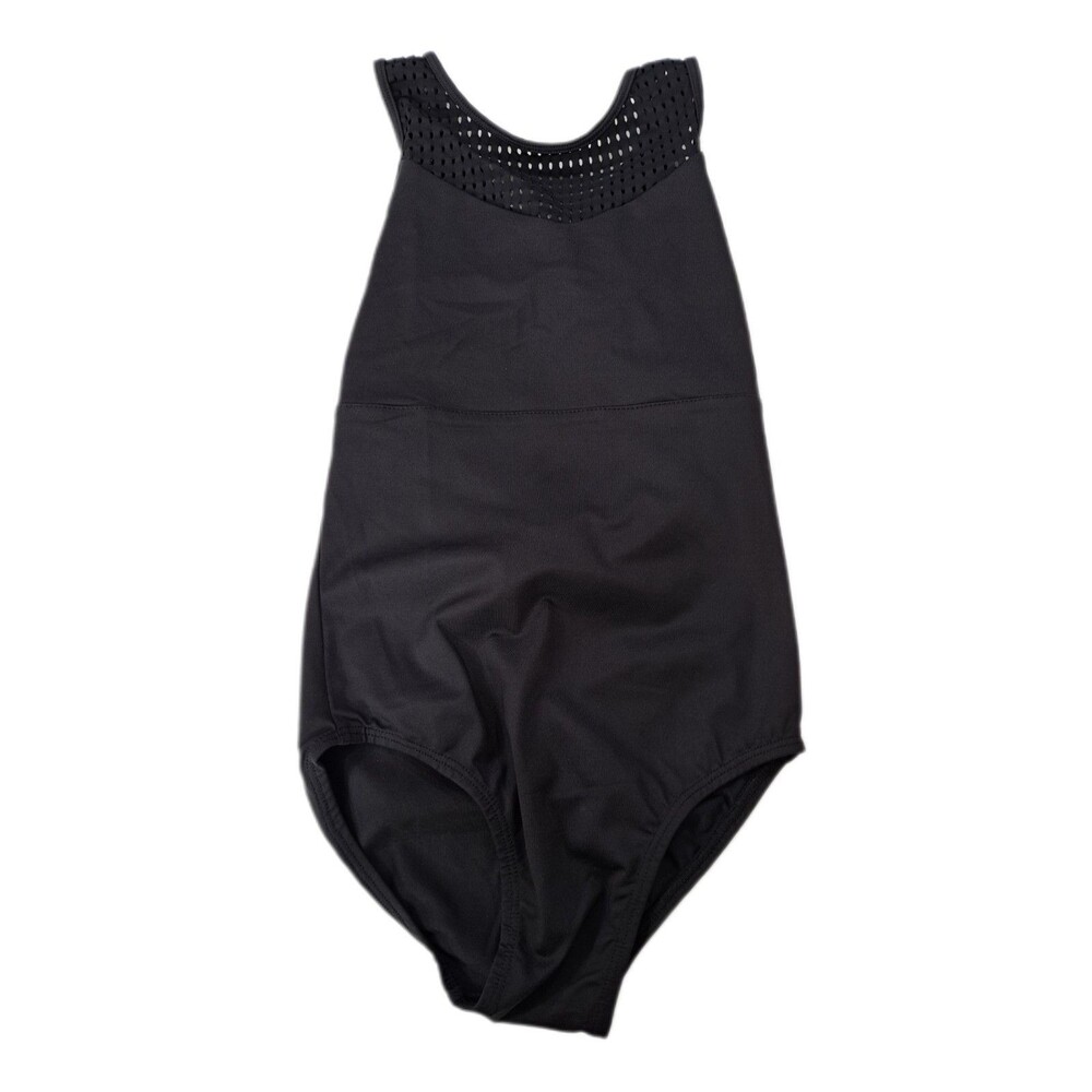 Aja VTG Strappy Crossback Belted Mesh Tank Leotard Black Women's AS Size S - Picture 11 of 16